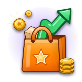 E-commerce Billionaire logo: an orange shopping bag with coins and a green arrow going up